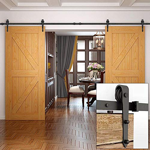 Yaheetech Black Modern Sliding Barn Wood Door Hardware Closet Set (12FT